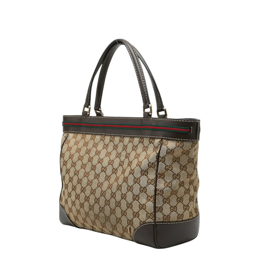 Gucci Handbag Leather Sherry Beige Brown GG Tote Mayfair Bag Canvas
